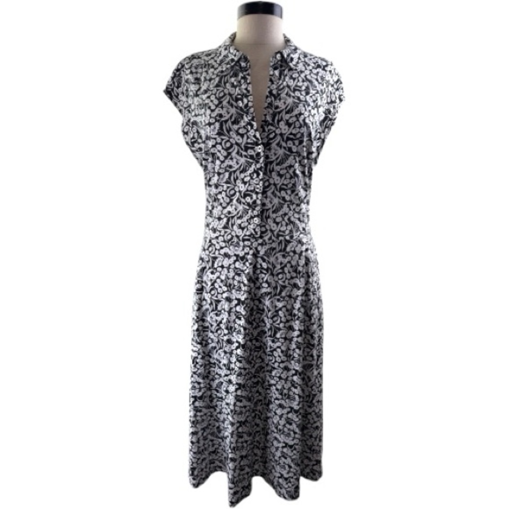 Boden Monochrome Floral Midi Dress